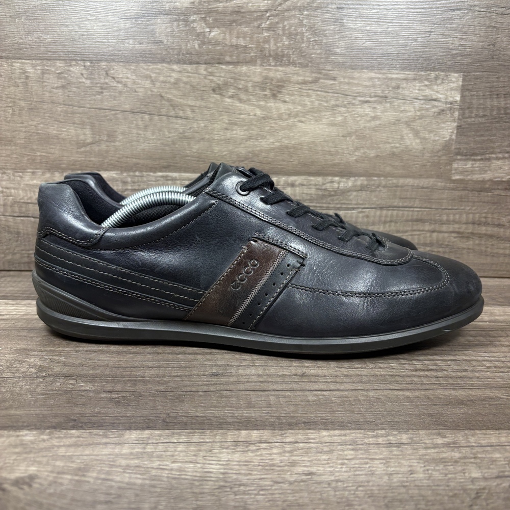 Ecco Chander Leather Fashion Sneaker Black Brown Mens US Size 12.5 Sneakers